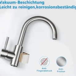 Robinet Lavabo Et Vasque|zmh Robinetterie de lavabo en acier inoxydable Mitigeur de lavabo rotatif à haute pression
