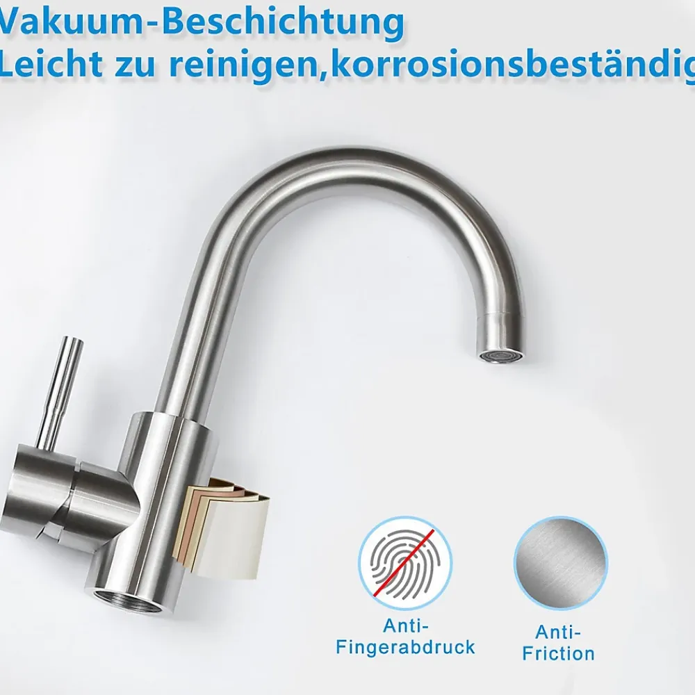 Robinet Lavabo Et Vasque|zmh Robinetterie de lavabo en acier inoxydable Mitigeur de lavabo rotatif à haute pression