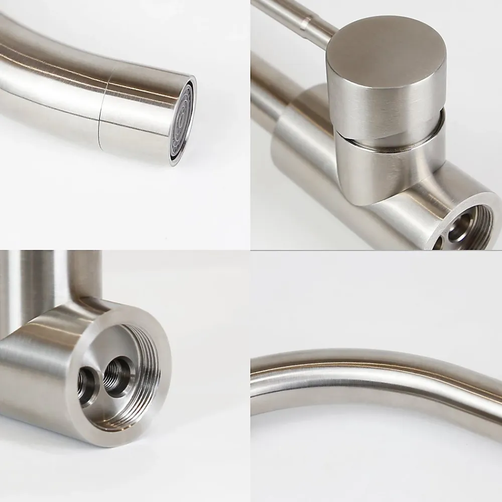 Robinet Lavabo Et Vasque|zmh Robinetterie de lavabo en acier inoxydable Mitigeur de lavabo rotatif à haute pression