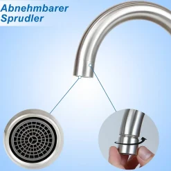 Robinet Lavabo Et Vasque|zmh Robinetterie de lavabo en acier inoxydable Mitigeur de lavabo rotatif à haute pression