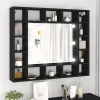 zmh Armoire à miroir à LED noir 91x15x76,5 cm