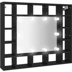 zmh Armoire à miroir à LED noir 91x15x76,5 cm