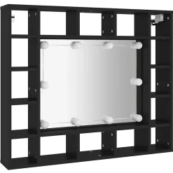 zmh Armoire à miroir à LED noir 91x15x76,5 cm