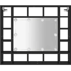 zmh Armoire à miroir à LED noir 91x15x76,5 cm