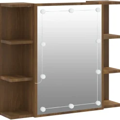 Meuble Wc|zmh Armoire à miroir avec LED Chêne marron 70x16,5x60 cm
