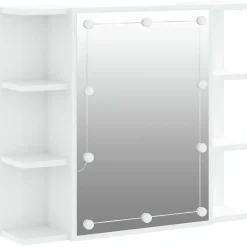 Meuble Wc|zmh Armoire à miroir avec LED Blanc brillant 70x16,5x60 cm