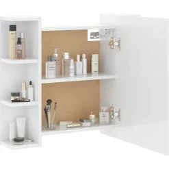 Meuble Wc|zmh Armoire à miroir avec LED Blanc brillant 70x16,5x60 cm