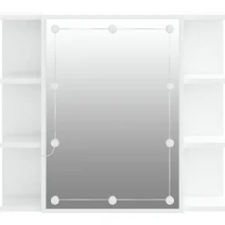 Meuble Wc|zmh Armoire à miroir avec LED Blanc brillant 70x16,5x60 cm