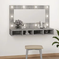Meuble Wc|zmh Armoire à miroir avec LED Sonoma gris 90x31,5x62 cm