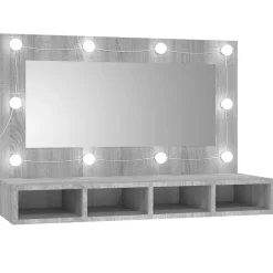 Meuble Wc|zmh Armoire à miroir avec LED Sonoma gris 90x31,5x62 cm