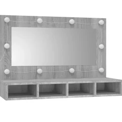 Meuble Wc|zmh Armoire à miroir avec LED Sonoma gris 90x31,5x62 cm