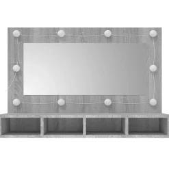 Meuble Wc|zmh Armoire à miroir avec LED Sonoma gris 90x31,5x62 cm