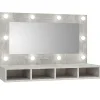 Meuble Wc|zmh Armoire à miroir avec LED Gris béton 90x31,5x62 cm