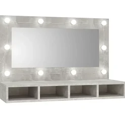 Meuble Wc|zmh Armoire à miroir avec LED Gris béton 90x31,5x62 cm