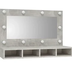 Meuble Wc|zmh Armoire à miroir avec LED Gris béton 90x31,5x62 cm