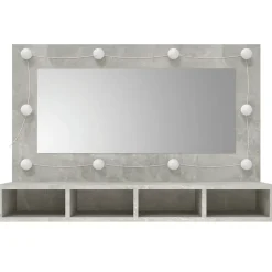 Meuble Wc|zmh Armoire à miroir avec LED Gris béton 90x31,5x62 cm