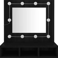 Meuble Wc|zmh Armoire à miroir avec LED noir 60x31,5x62 cm
