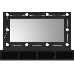 Meuble Wc|zmh Armoire à miroir avec LED noir 90x31,5x62 cm