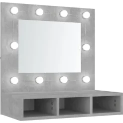 zmh Armoire à miroir avec LED Gris béton 60x31,5x62 cm