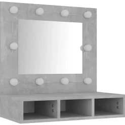 zmh Armoire à miroir avec LED Gris béton 60x31,5x62 cm