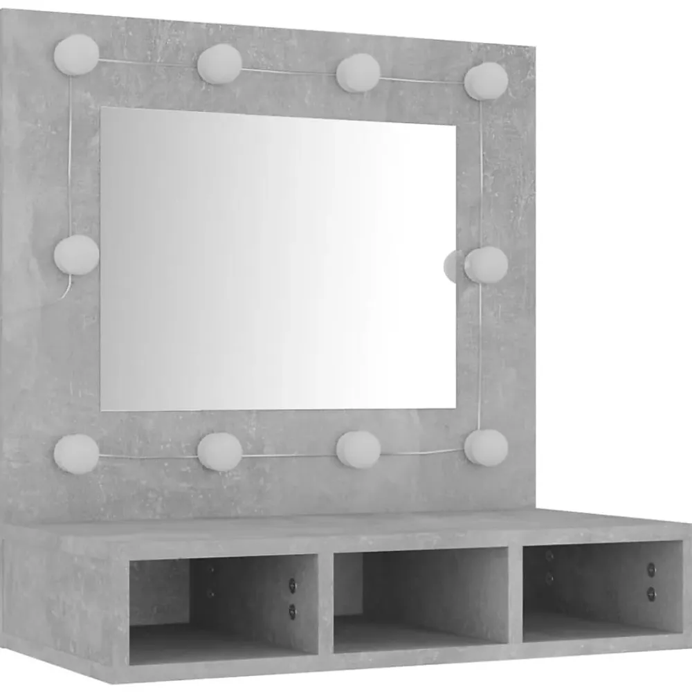 zmh Armoire à miroir avec LED Gris béton 60x31,5x62 cm