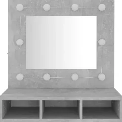 zmh Armoire à miroir avec LED Gris béton 60x31,5x62 cm