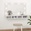 zmh Armoire à miroir avec LED Blanc brillant 90x31,5x62 cm