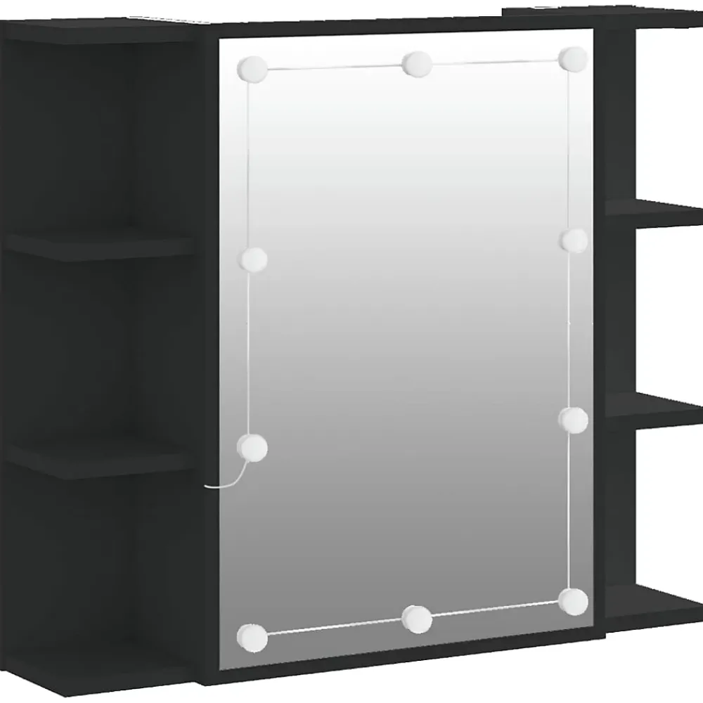 zmh Armoire à miroir avec LED noir 70x16,5x60 cm
