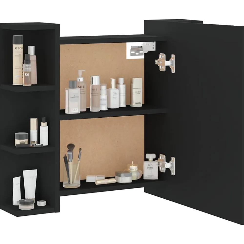 zmh Armoire à miroir avec LED noir 70x16,5x60 cm