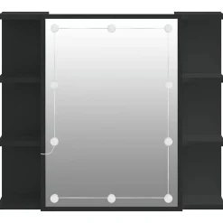 zmh Armoire à miroir avec LED noir 70x16,5x60 cm