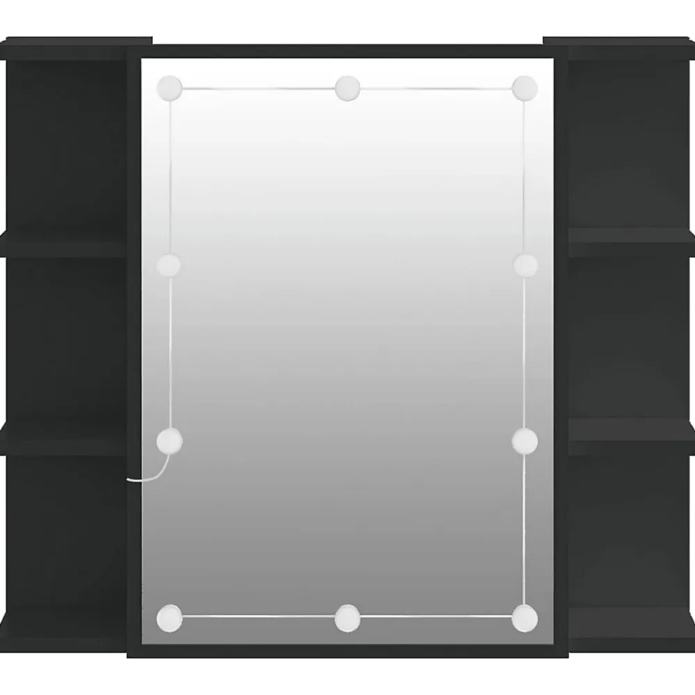 zmh Armoire à miroir avec LED noir 70x16,5x60 cm