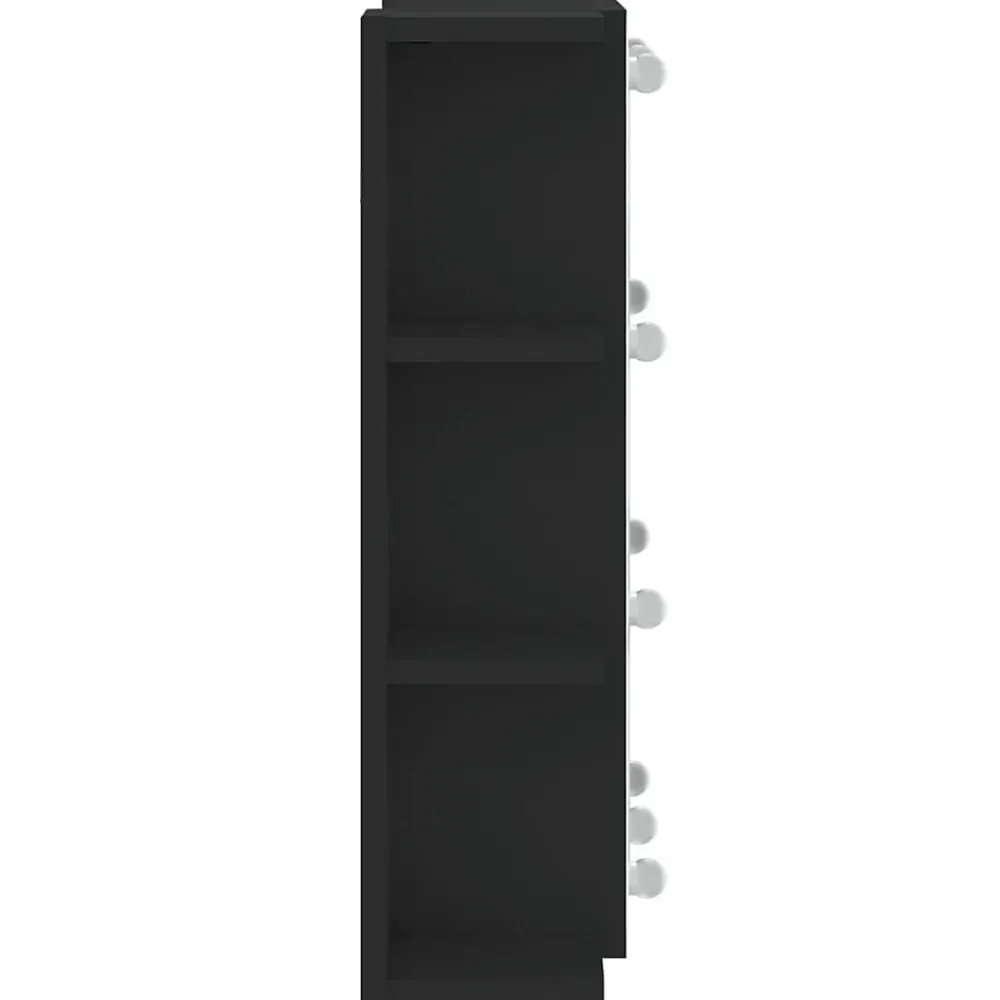 zmh Armoire à miroir avec LED noir 70x16,5x60 cm