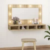 Meuble Wc|zmh Armoire à miroir avec LED Chêne sonoma 90x31,5x62 cm