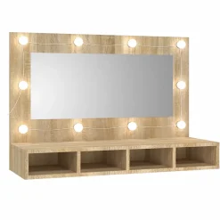 Meuble Wc|zmh Armoire à miroir avec LED Chêne sonoma 90x31,5x62 cm