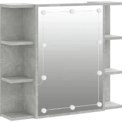 zmh Armoire à miroir avec LED Gris béton 70x16,5x60 cm