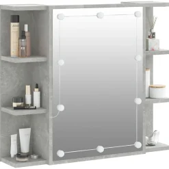 zmh Armoire à miroir avec LED Gris béton 70x16,5x60 cm