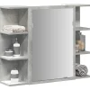 zmh Armoire à miroir de bain Gris béton 80x20,5x64 cm Aggloméré