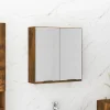 zmh Armoire à miroir de salle de bain Chêne fumé 64x20x67 cm