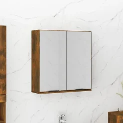 zmh Armoire à miroir de salle de bain Chêne fumé 64x20x67 cm