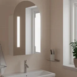 zmh Armoire de bain à miroir avec LED arquée blanc 42x13x70 cm