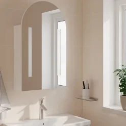 zmh Armoire de bain à miroir avec LED arquée blanc 42x13x70 cm