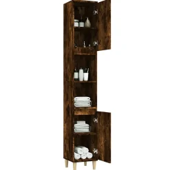 zmh Armoire de bain chêne fumé 30x30x190 cm bois d'ingénierie