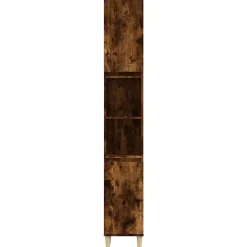 zmh Armoire de bain chêne fumé 30x30x190 cm bois d'ingénierie