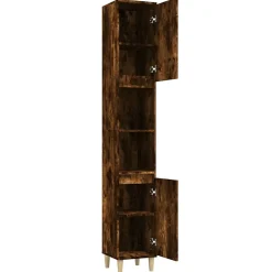 zmh Armoire de bain chêne fumé 30x30x190 cm bois d'ingénierie