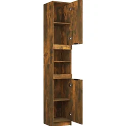 zmh Armoire de bain Chêne fumé 32x34x188,5 cm Bois d'ingénierie