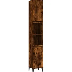 zmh Armoire de bain chêne fumé 30x30x190 cm bois d'ingénierie