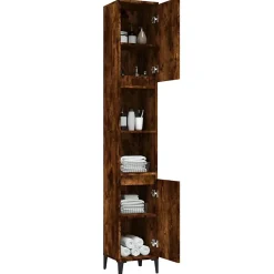 zmh Armoire de bain chêne fumé 30x30x190 cm bois d'ingénierie