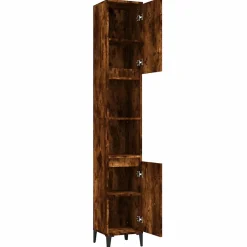 zmh Armoire de bain chêne fumé 30x30x190 cm bois d'ingénierie