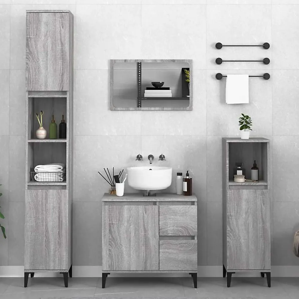 Meuble Wc|zmh Armoire de bain sonoma gris 65x33x60 cm bois d'ingénierie