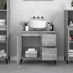 Meuble Wc|zmh Armoire de bain sonoma gris 65x33x60 cm bois d'ingénierie